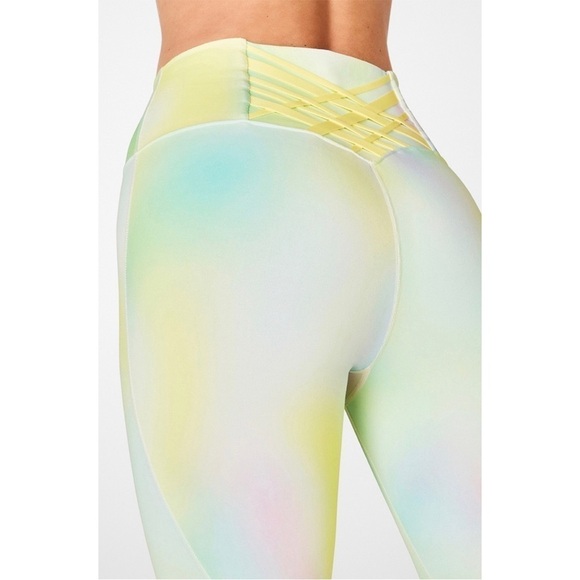 Fabletics Boost PowerHold High-Waisted 7/8 Legging, Blur/Lemon Crème - Picture 2 of 14